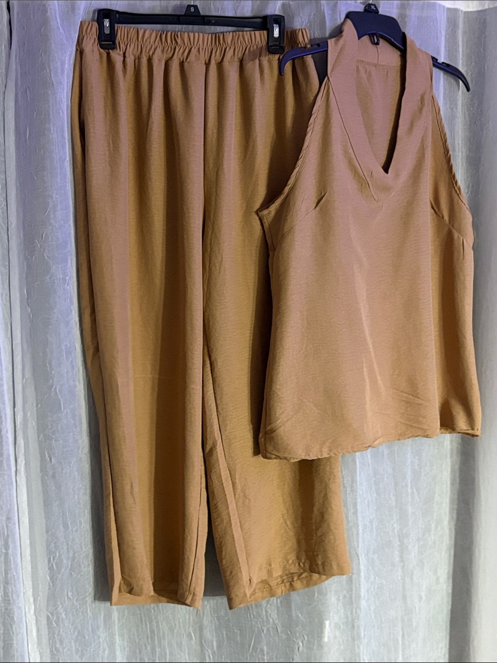 Women's Wide Leg Pant & Halter Top Set — Tan